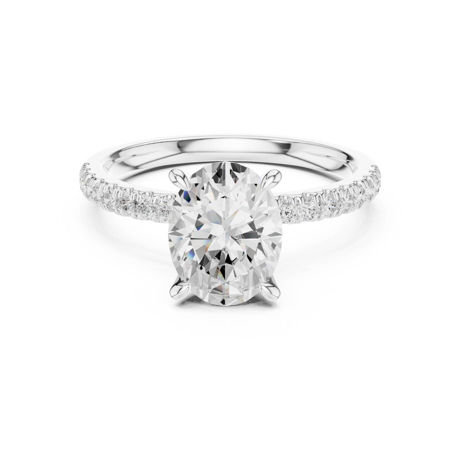  White Gold Graceful Sparkle Halo Engagement Ring Front View
