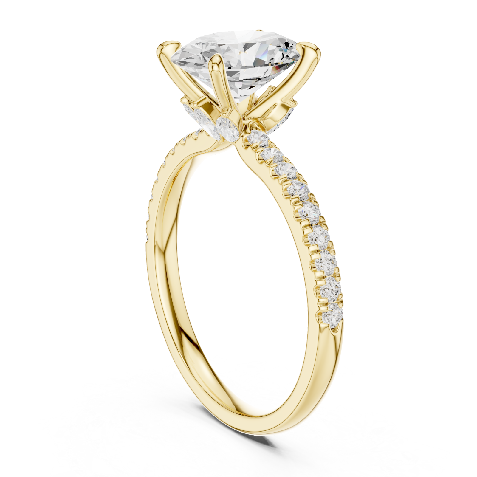  Gold Graceful Sparkle Halo Engagement Ring Left View