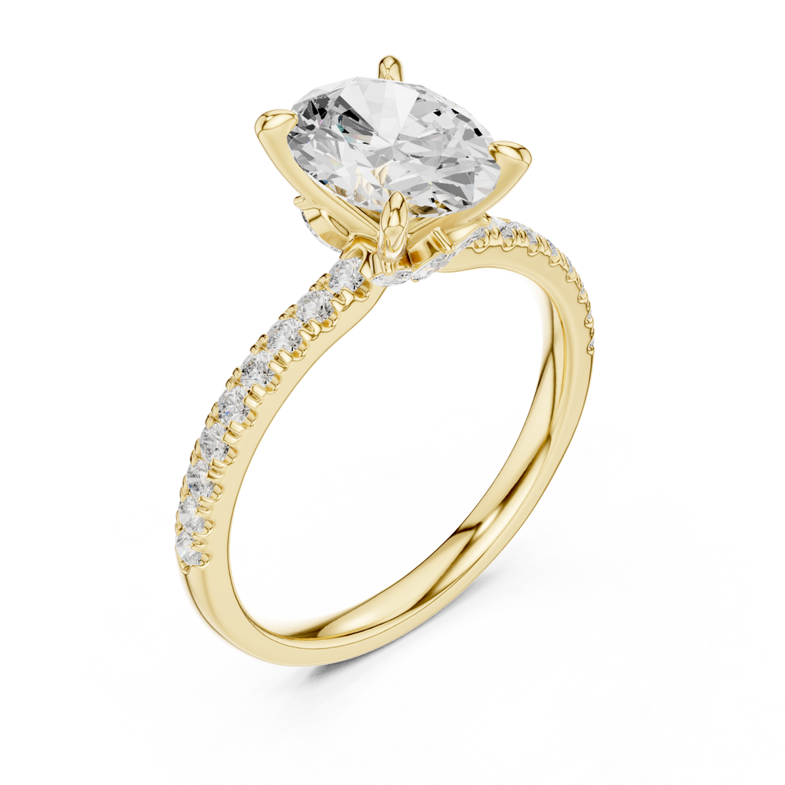 Gold Graceful Sparkle Halo Engagement Ring Right View