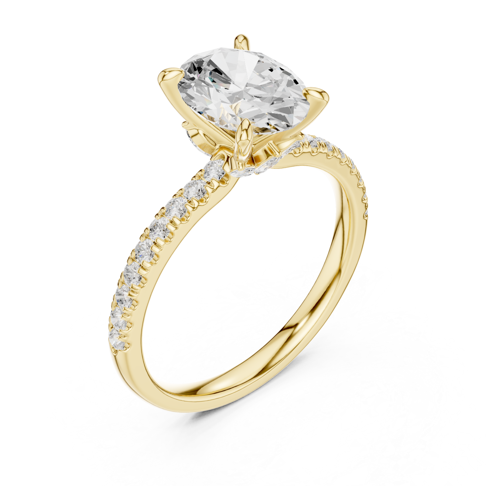 Gold Graceful Sparkle Halo Engagement Ring Right View
