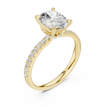 Gold Graceful Sparkle Halo Engagement Ring Right View
