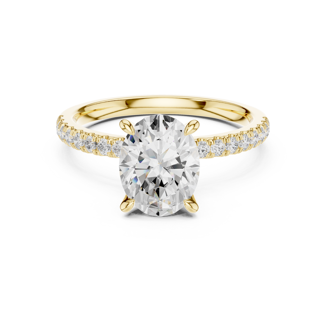 Gold Graceful Sparkle Halo Engagement Ring Right View
