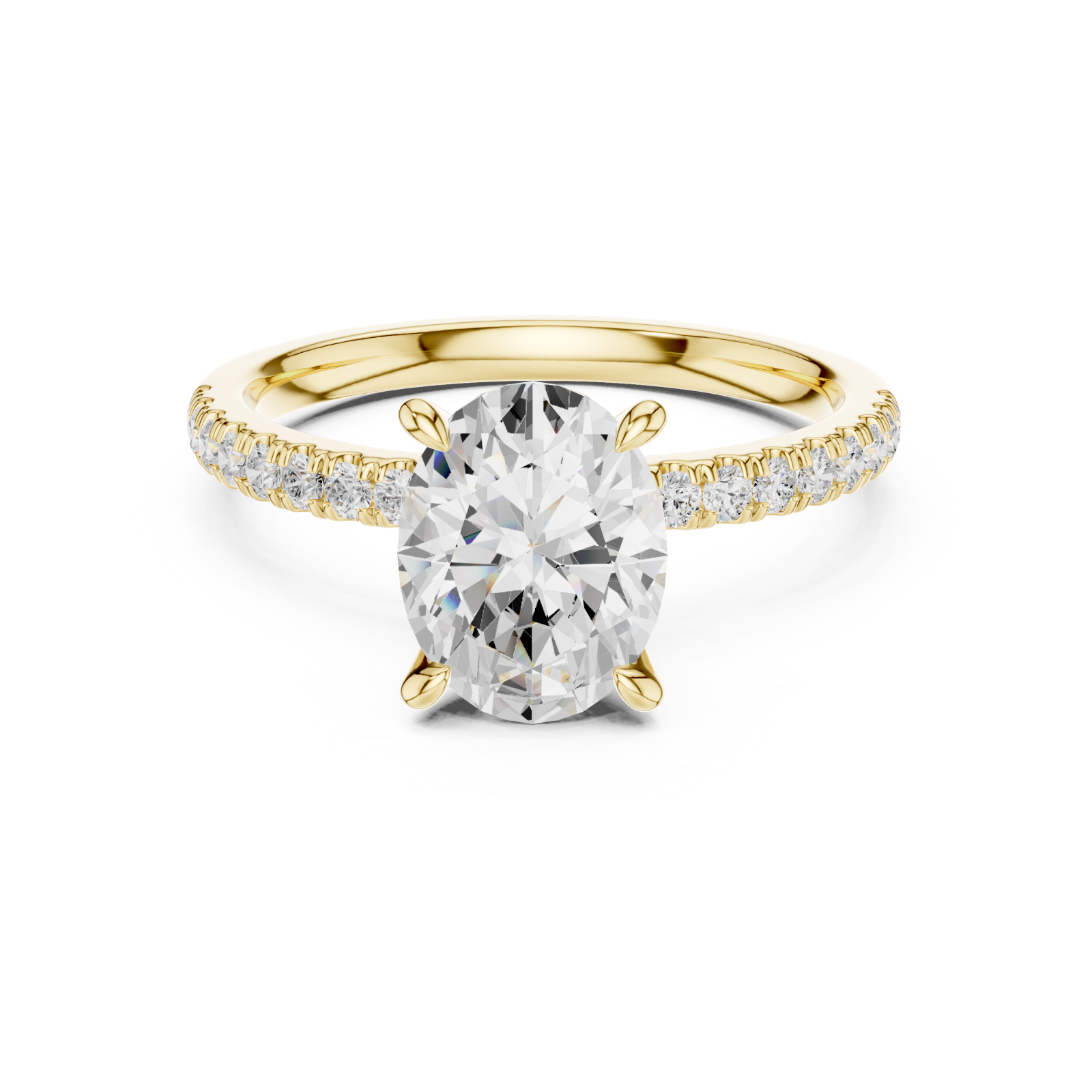  Gold Graceful Sparkle Halo Engagement Ring Front View