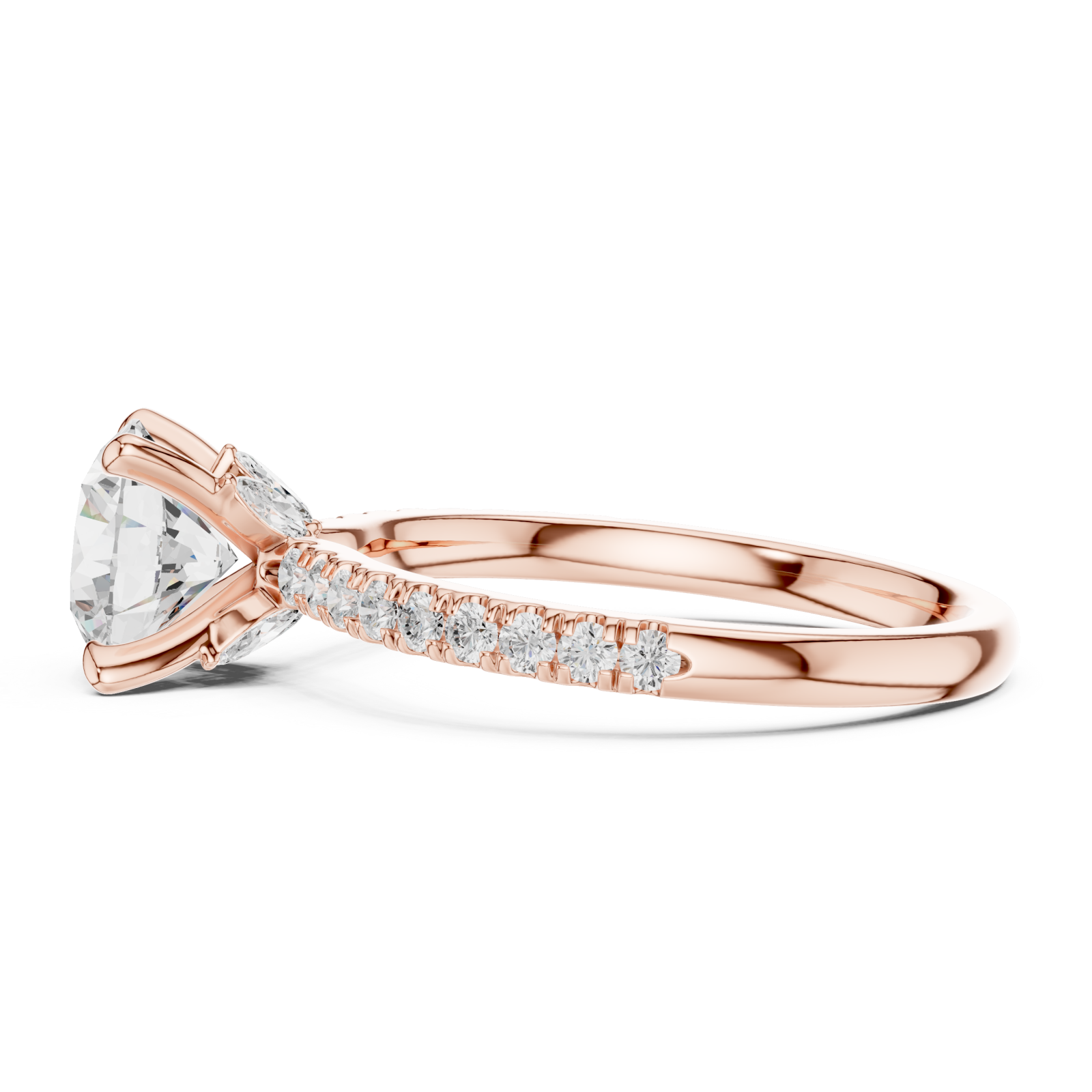  Rose Gold Infinite Blush Crown Solitaire Engagement Ring Side View