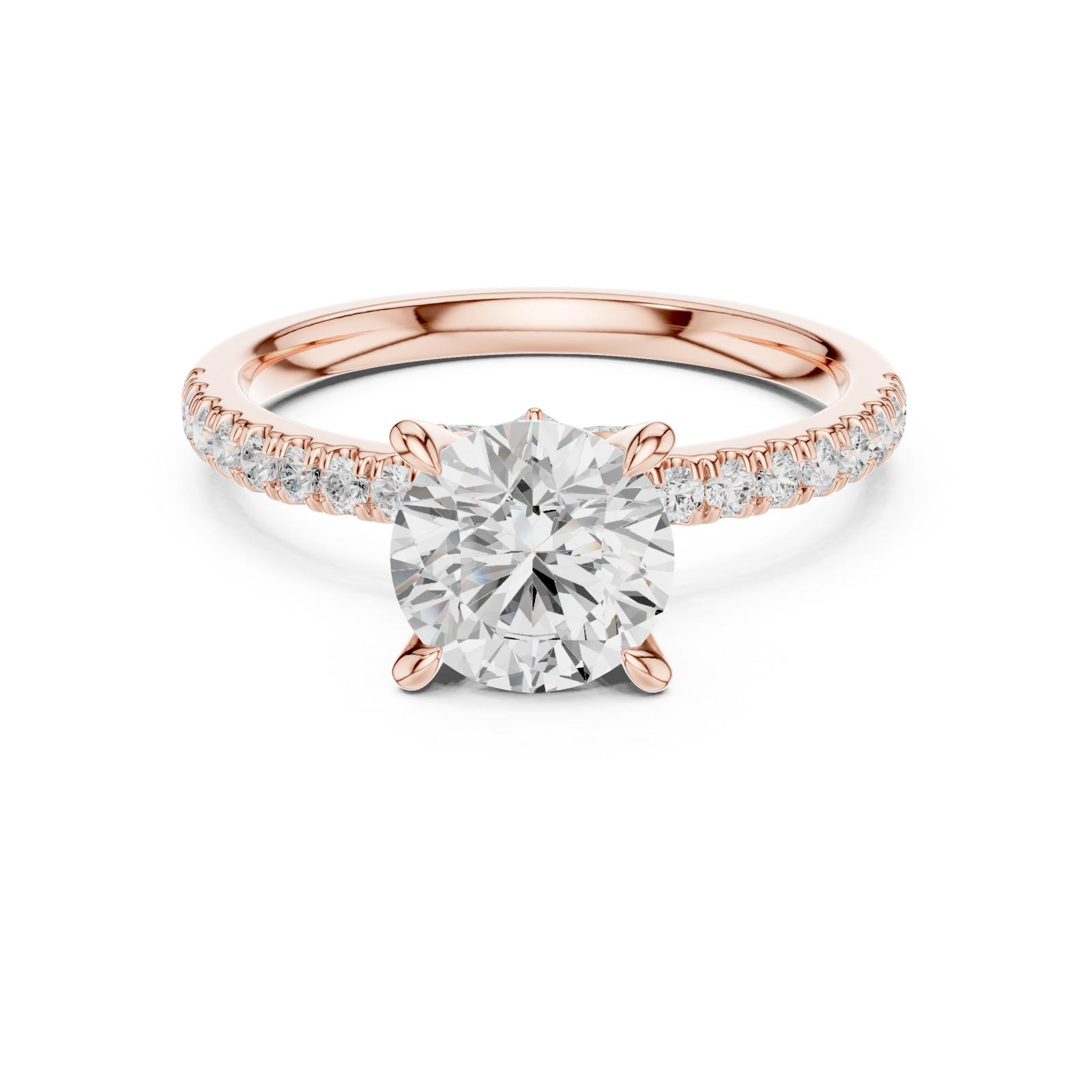  Rose Gold Infinite Blush Crown Solitaire Engagement Ring Front View
