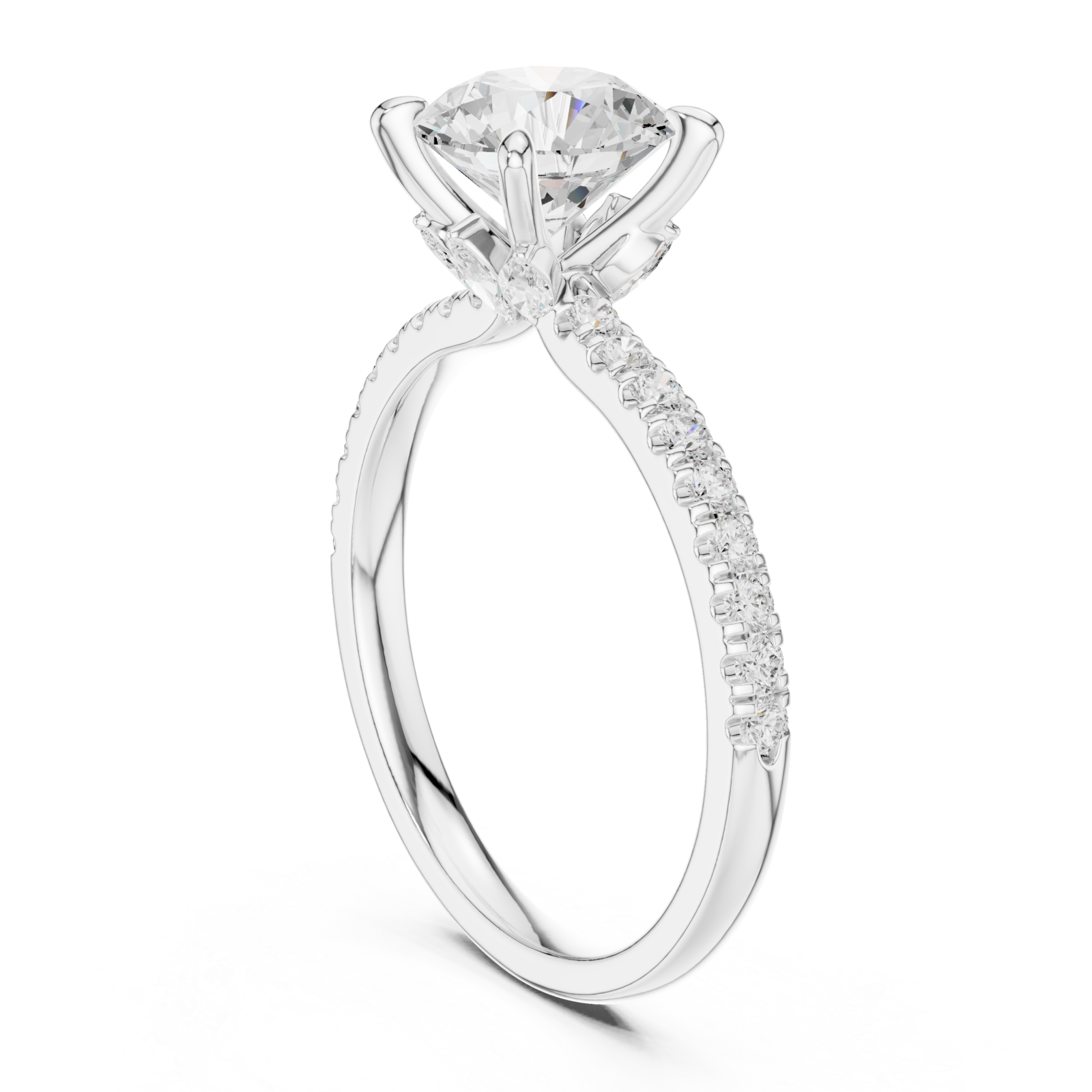  White Gold Infinite Blush Crown Solitaire Engagement Ring Left View