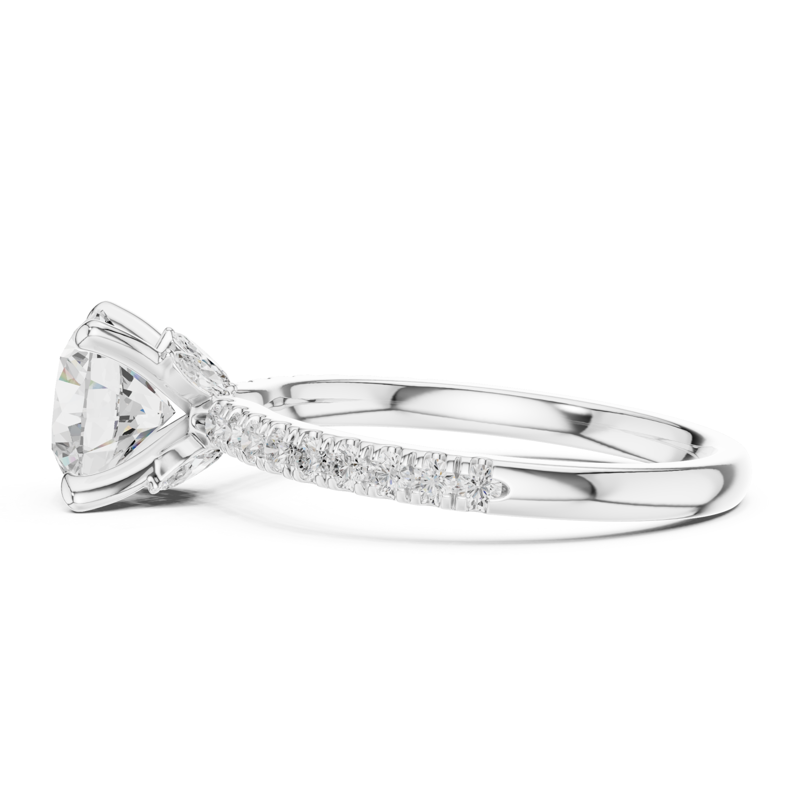 White Gold Infinite Blush Crown Solitaire Engagement Ring Side View