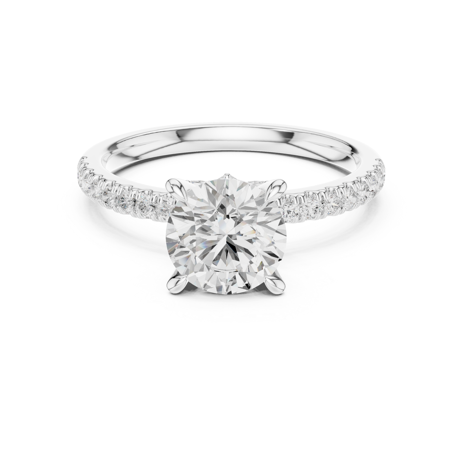  White Gold Infinite Blush Crown Solitaire Engagement Ring Front View