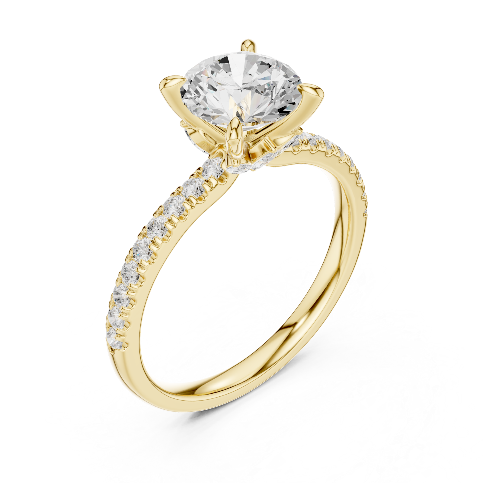 Gold Infinite Blush Crown Solitaire Engagement Ring Right View