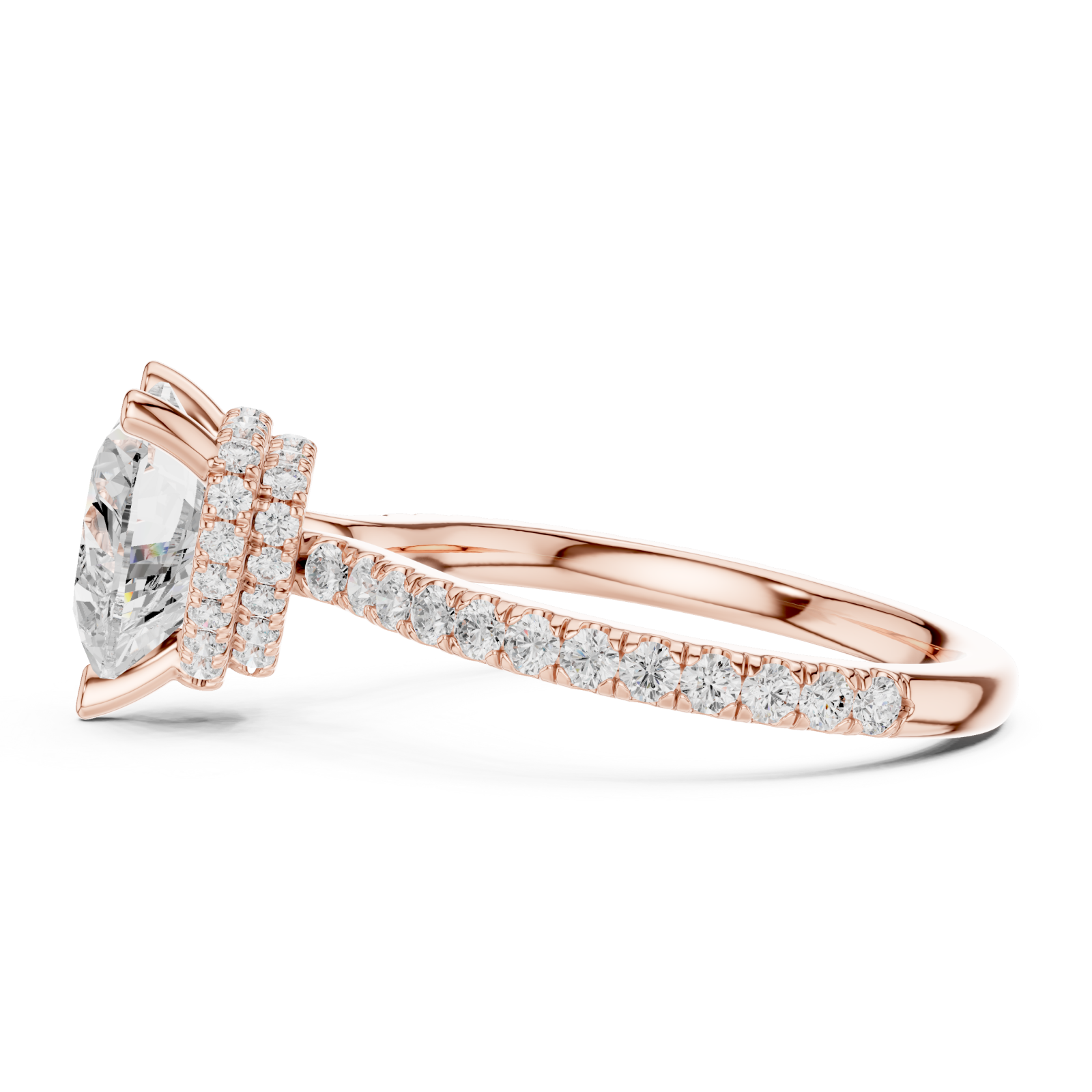  Rose Gold Embrace Heart Ring Side View