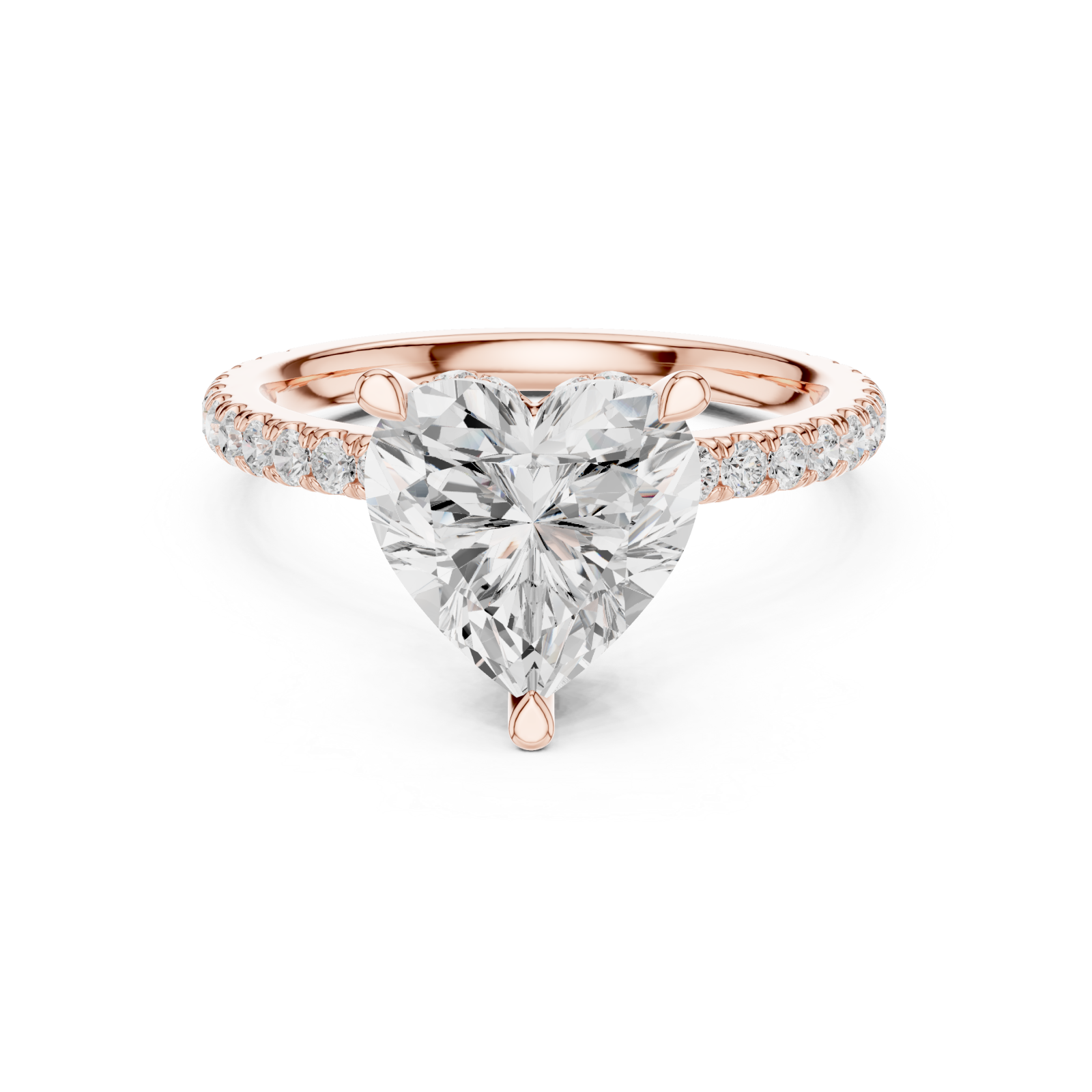  Rose Gold Embrace Heart Ring Front View