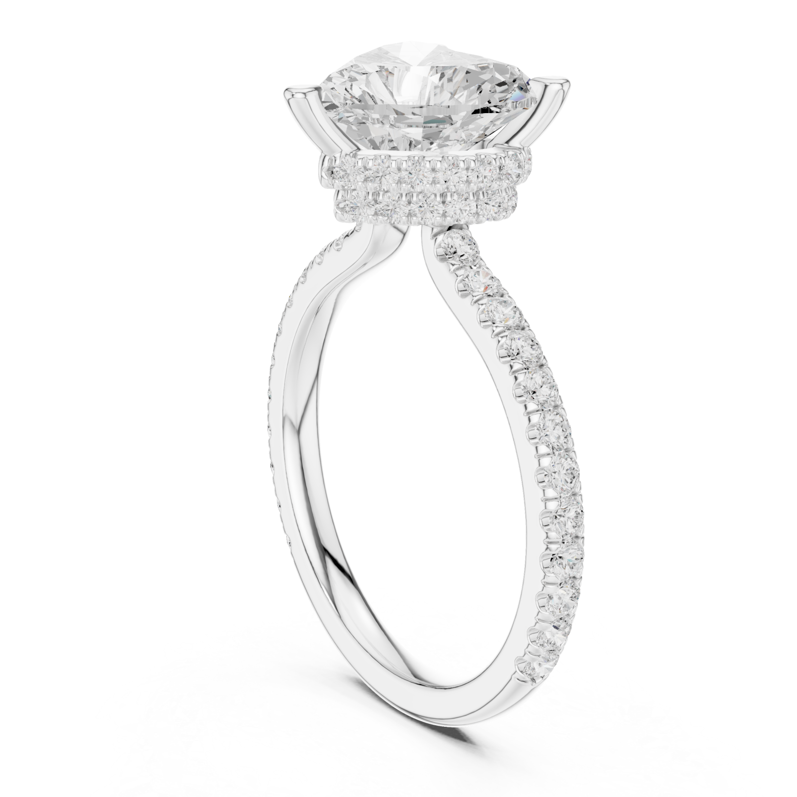  White Gold Embrace Heart Ring Left View
