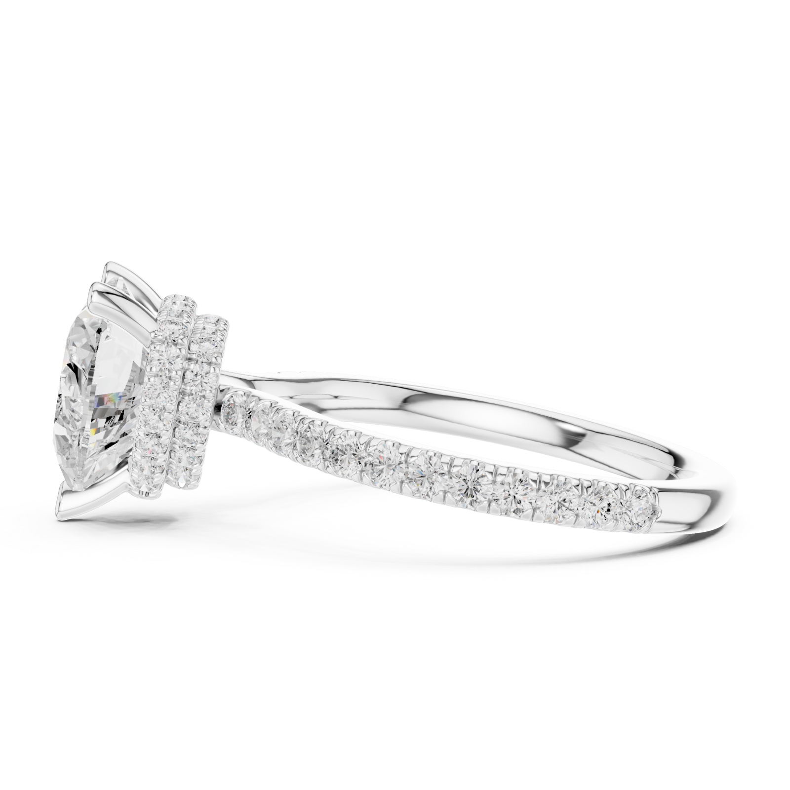  White Gold Embrace Heart Ring Side View