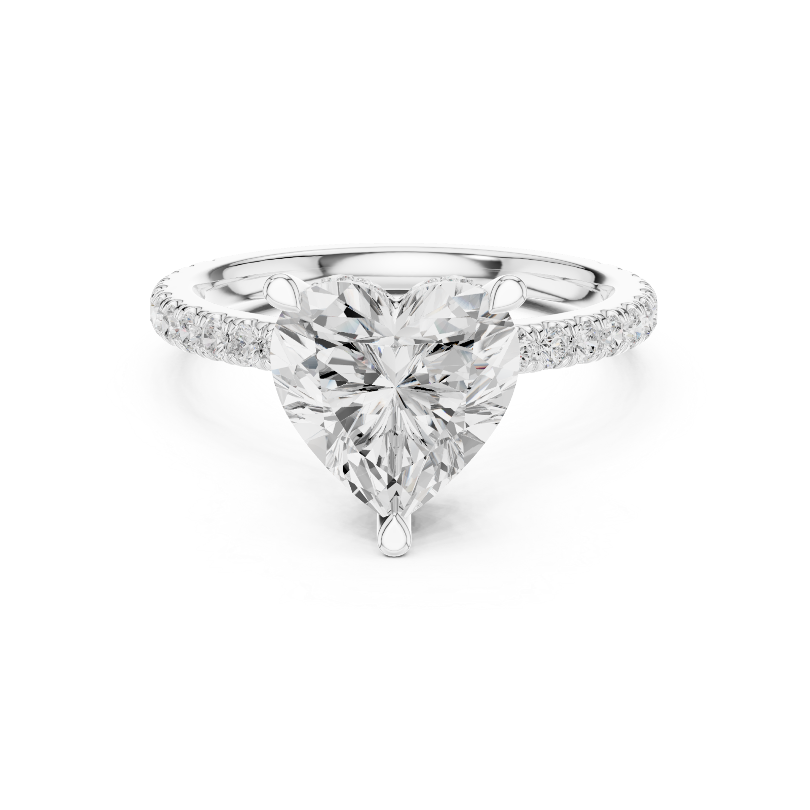 White Gold Embrace Heart Ring Front View