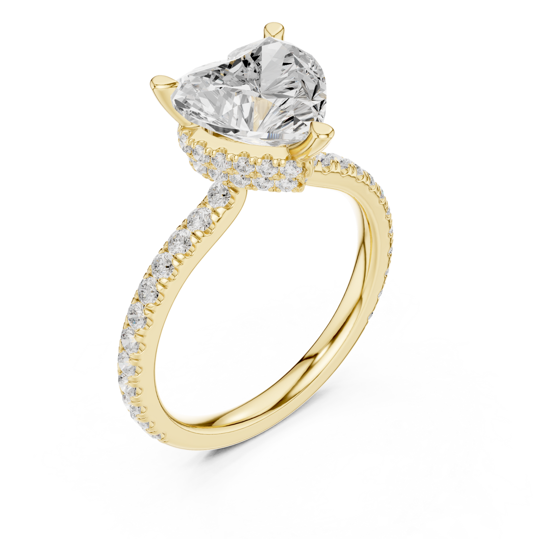 Gold Embrace Heart Ring Right View