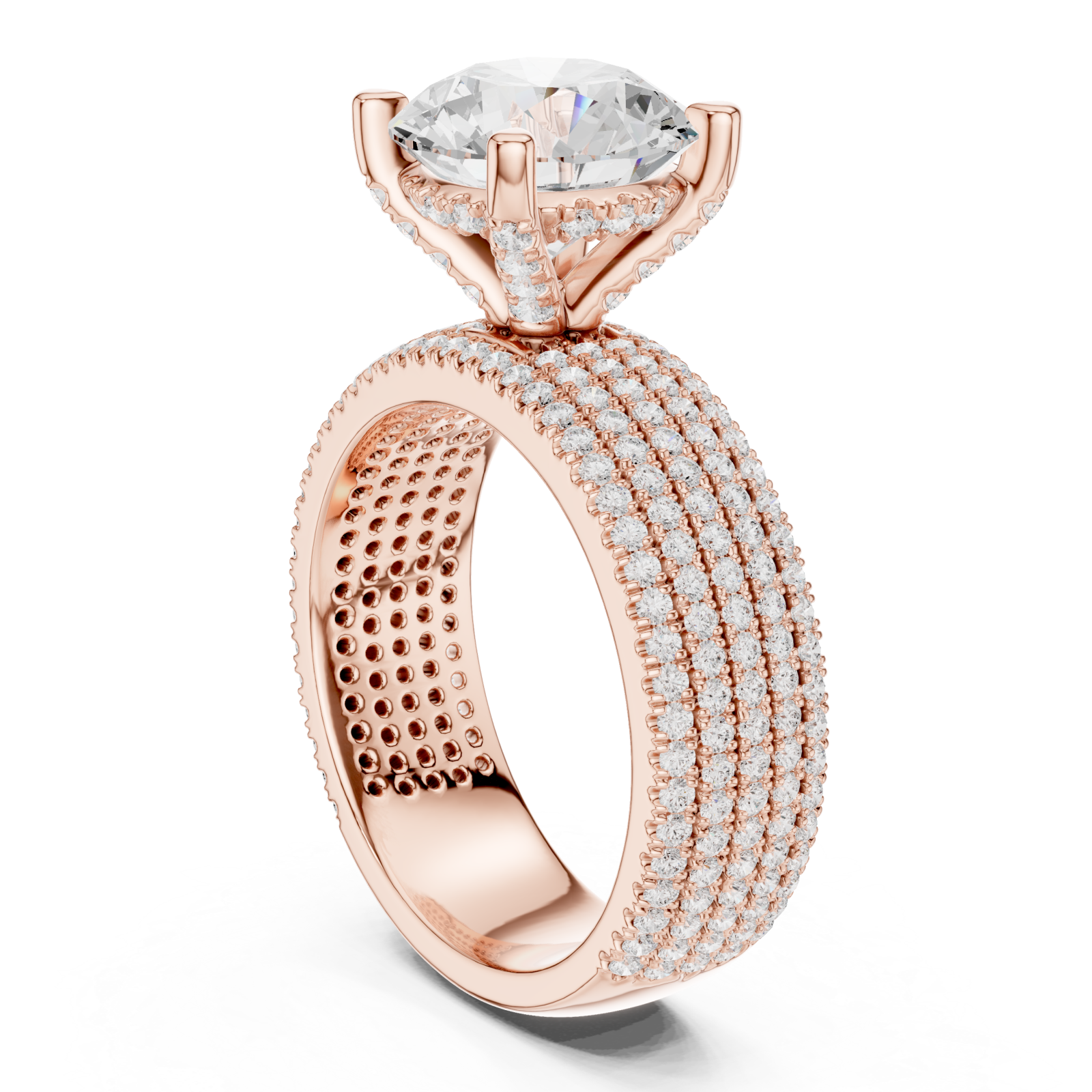  Rose Gold Celestial Spiral Embrace Luxe Band Ring Left View