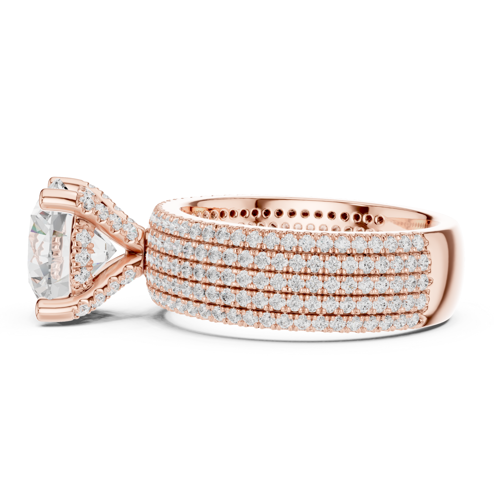  Rose Gold Celestial Spiral Embrace Luxe Band Ring Side View