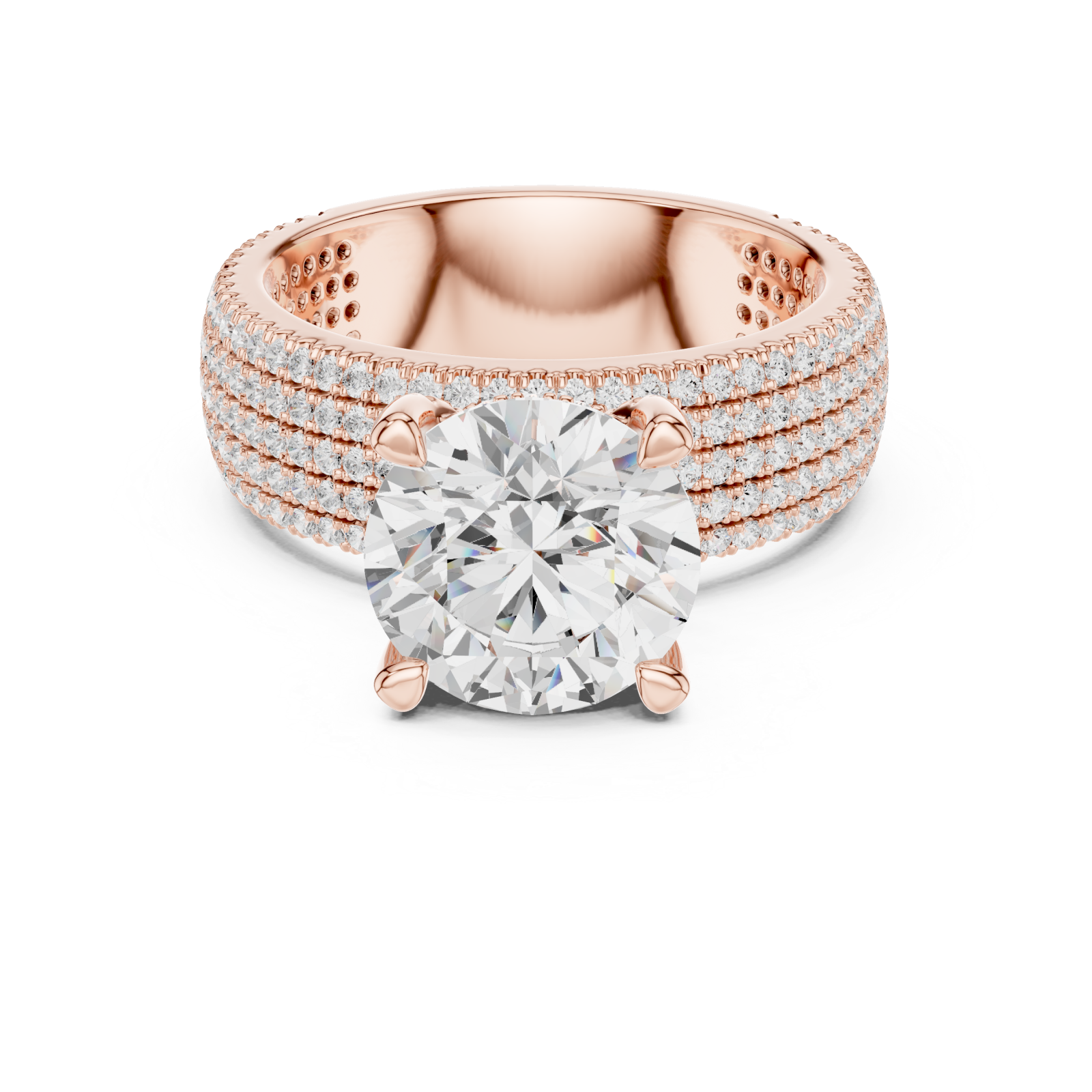  Rose Gold Celestial Spiral Embrace Luxe Band Ring Front View