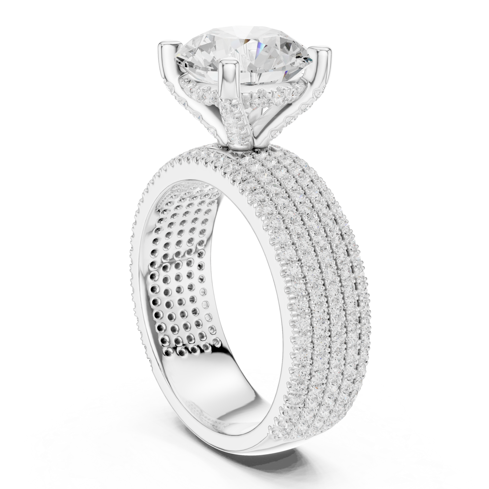  White Gold Celestial Spiral Embrace Luxe Band Ring Left View