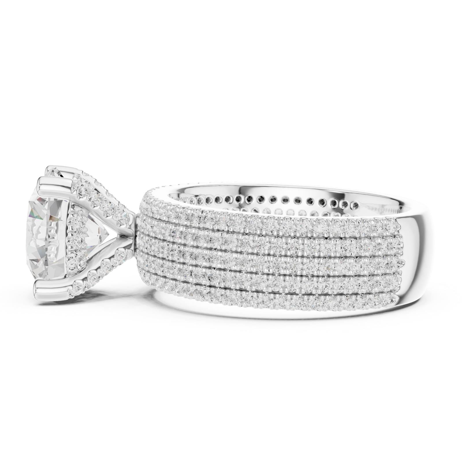  White Gold Celestial Spiral Embrace Luxe Band Ring Side View