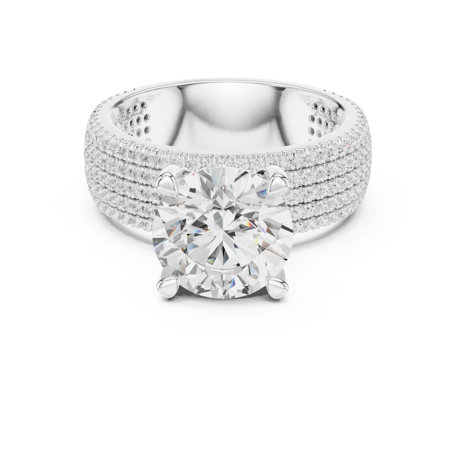  White Gold Celestial Spiral Embrace Luxe Band Ring Front View