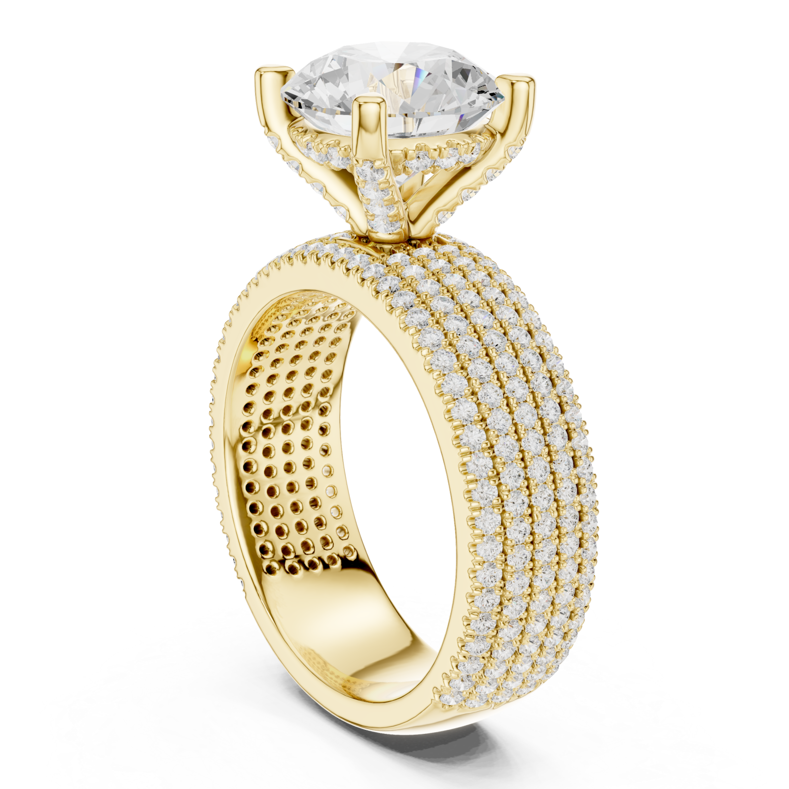  Gold Celestial Spiral Embrace Luxe Band Ring Left View