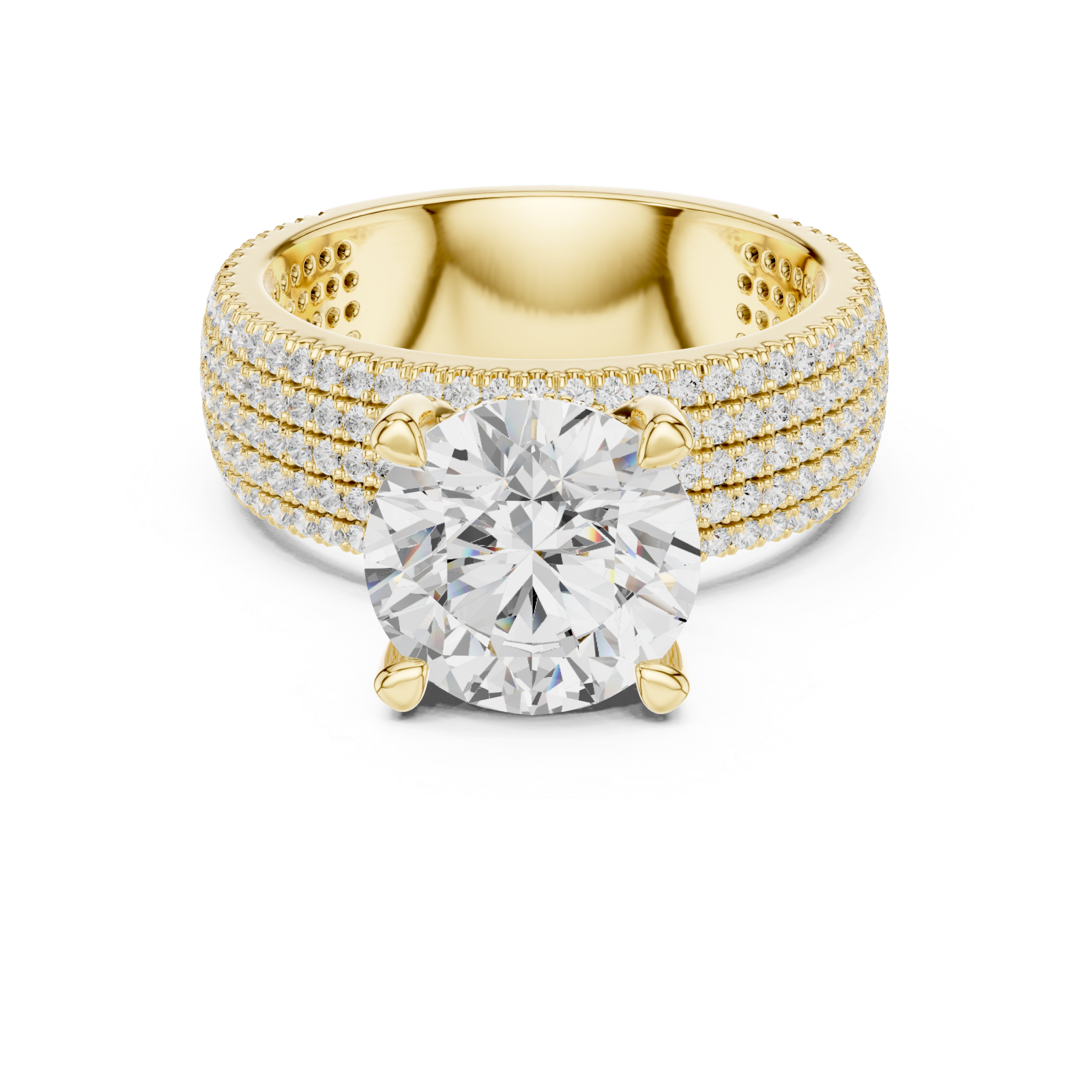  Gold Celestial Spiral Embrace Luxe Band Ring Front View