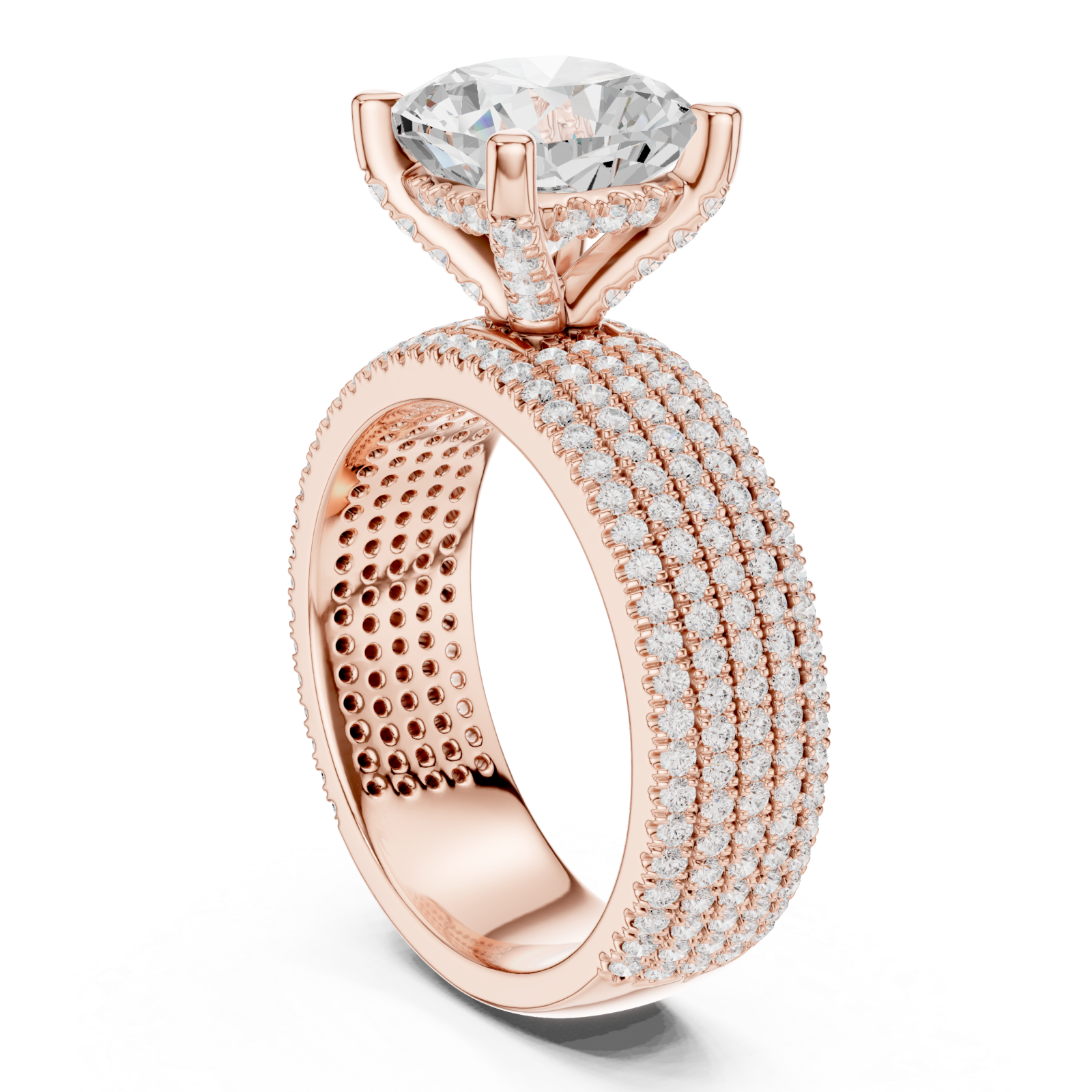  Rose Gold Eternal Glow Regal Harmony Engagement Ring Left View