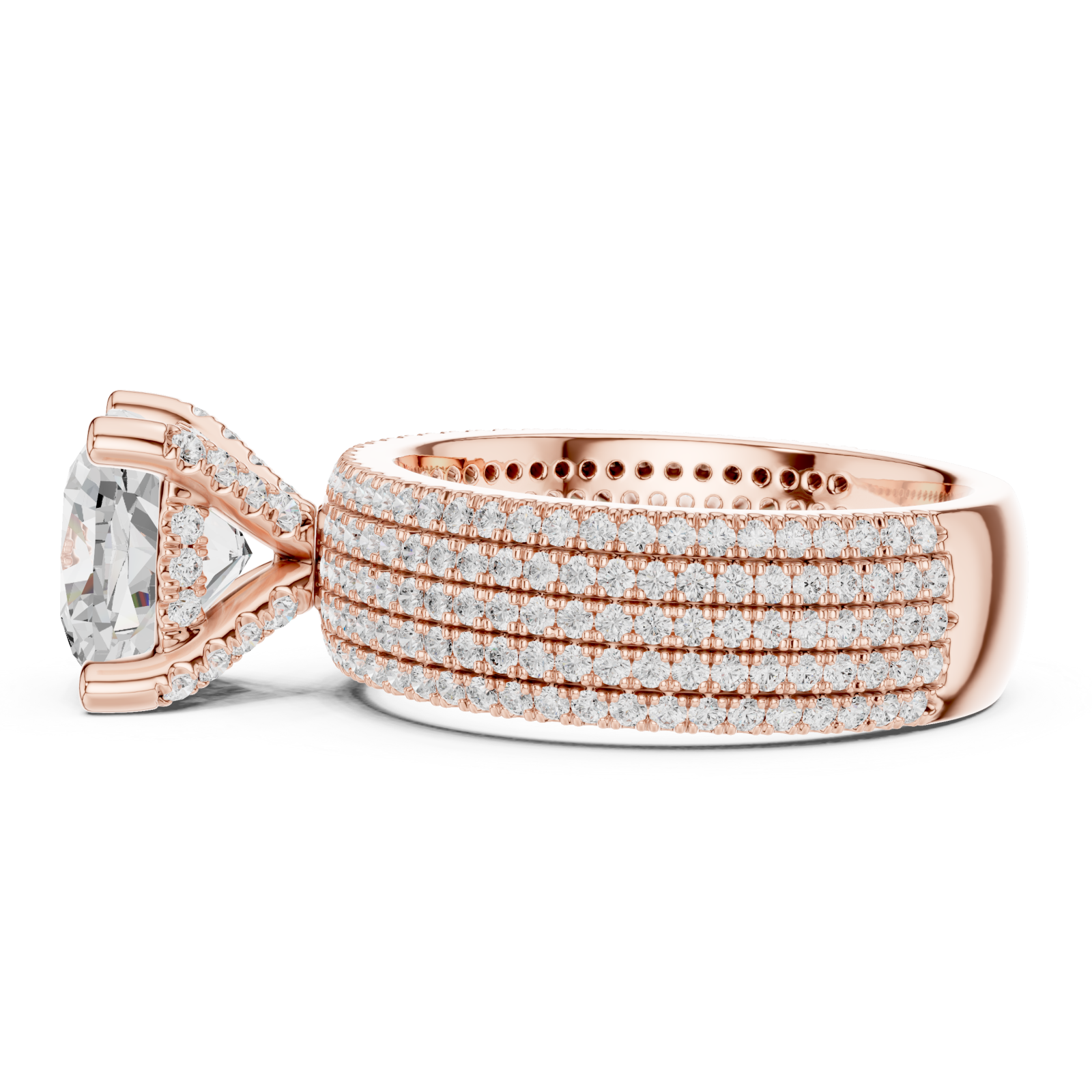  Rose Gold Eternal Glow Regal Harmony Engagement Ring Side View