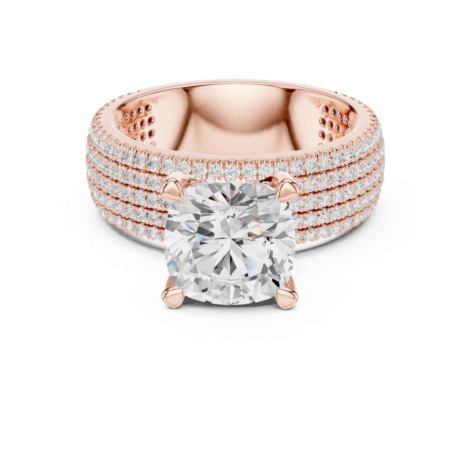  Rose Gold Eternal Glow Regal Harmony Engagement Ring Front View