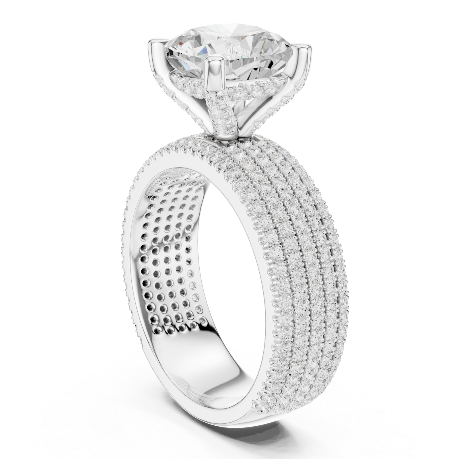  White Gold Eternal Glow Regal Harmony Engagement Ring Left View