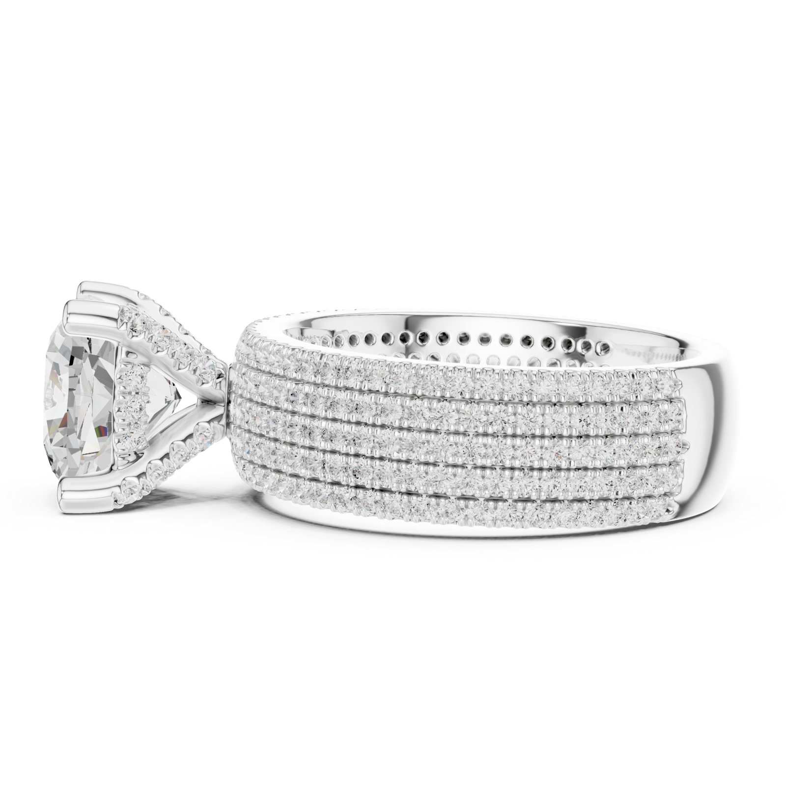  White Gold Eternal Glow Regal Harmony Engagement Ring Side View
