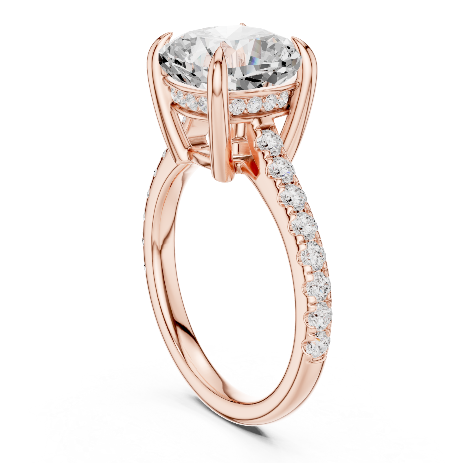  Rose Gold Eternal Embrace Cushion Solitaire Ring Left View