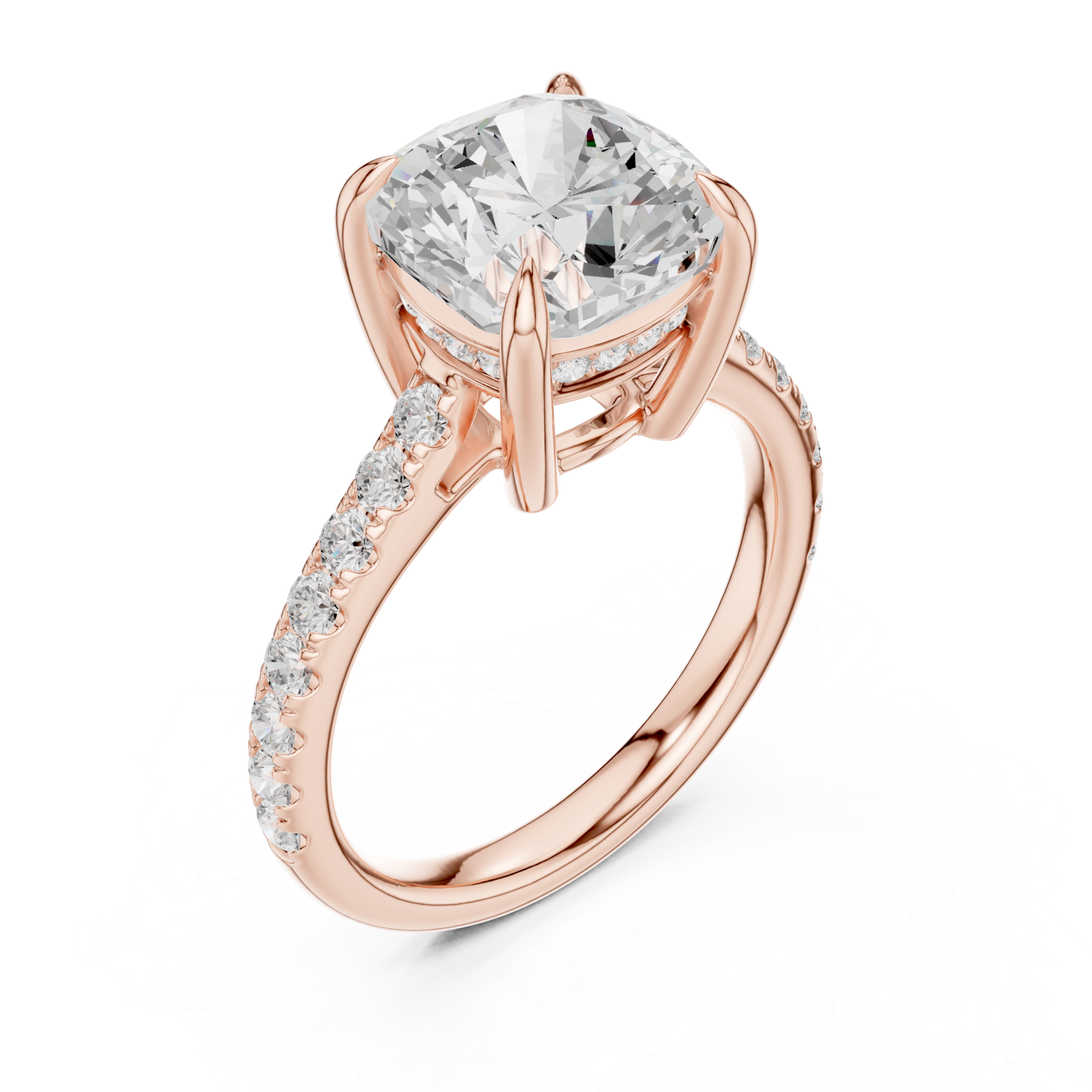  Rose Gold Eternal Embrace Cushion Solitaire Ring Right View