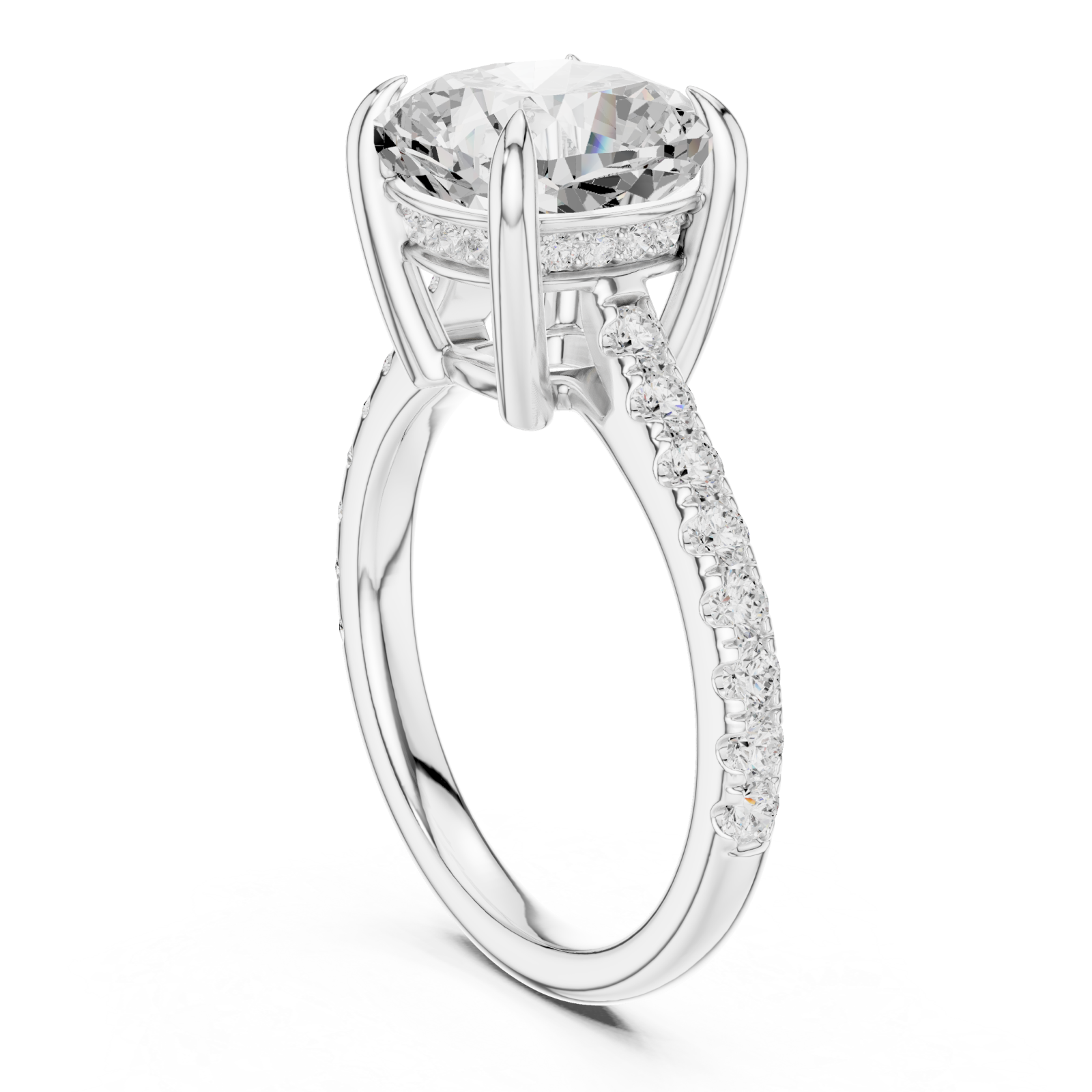  White Gold Eternal Embrace Cushion Solitaire Ring Left View