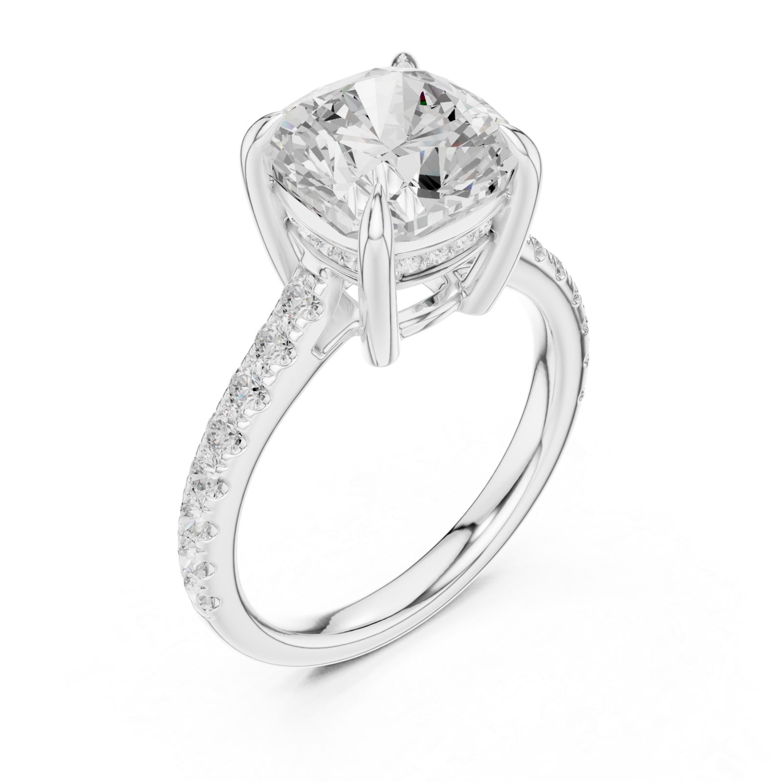  White Gold Eternal Embrace Cushion Solitaire Ring Right View
