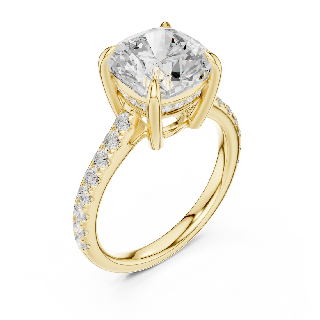 Gold Eternal Embrace Cushion Solitaire Ring Right View