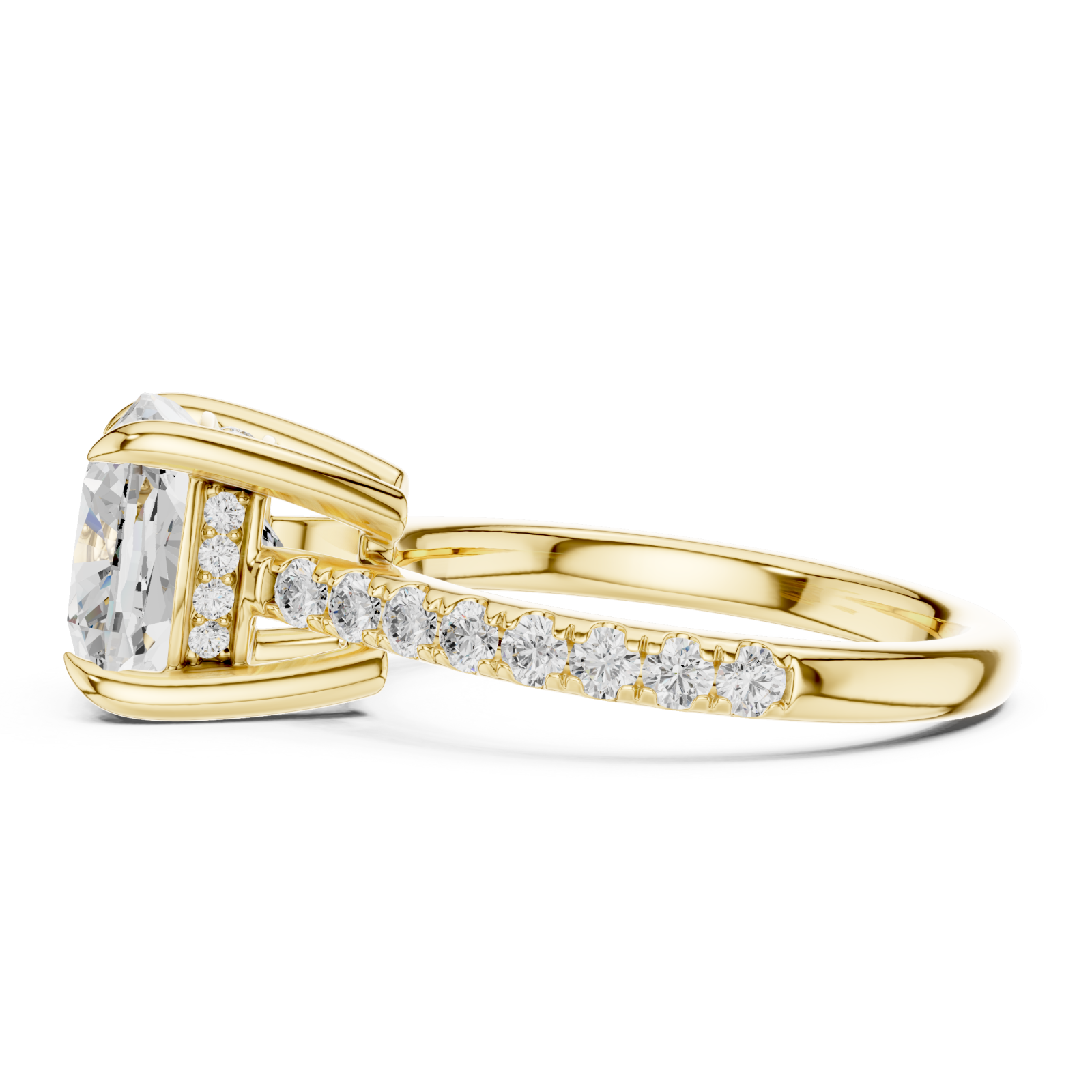  Gold Eternal Embrace Cushion Solitaire Ring Side View