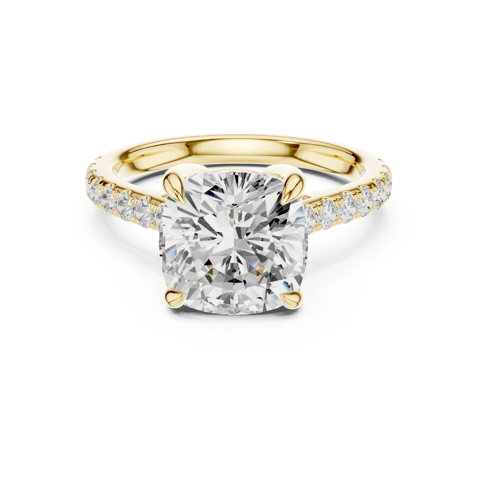  Gold Eternal Embrace Cushion Solitaire Ring Front View