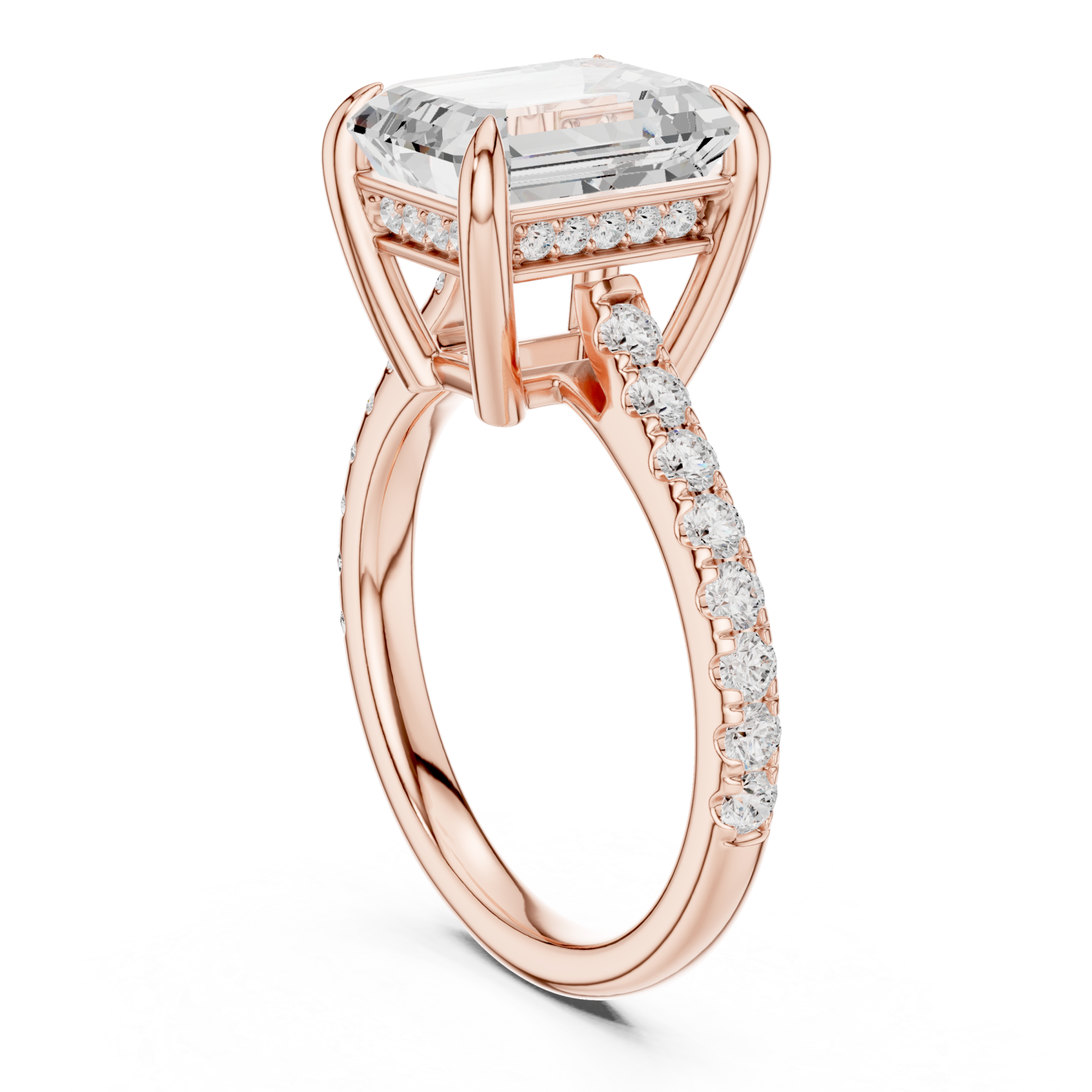  Rose Gold Celestial Halo Radiance Engagement Ring Left View