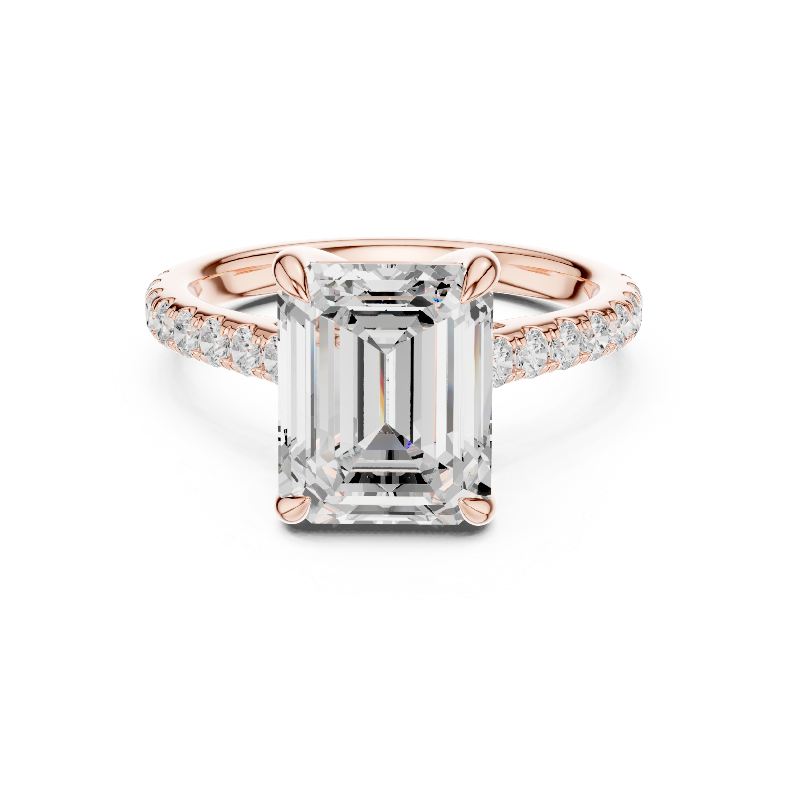  Rose Gold Celestial Halo Radiance Engagement Ring Front View