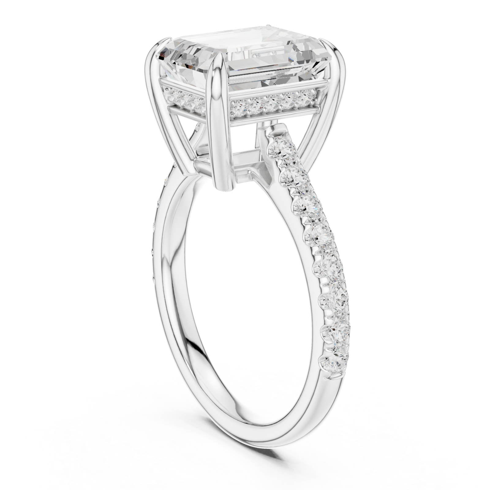  White Gold Celestial Halo Radiance Engagement Ring Left View