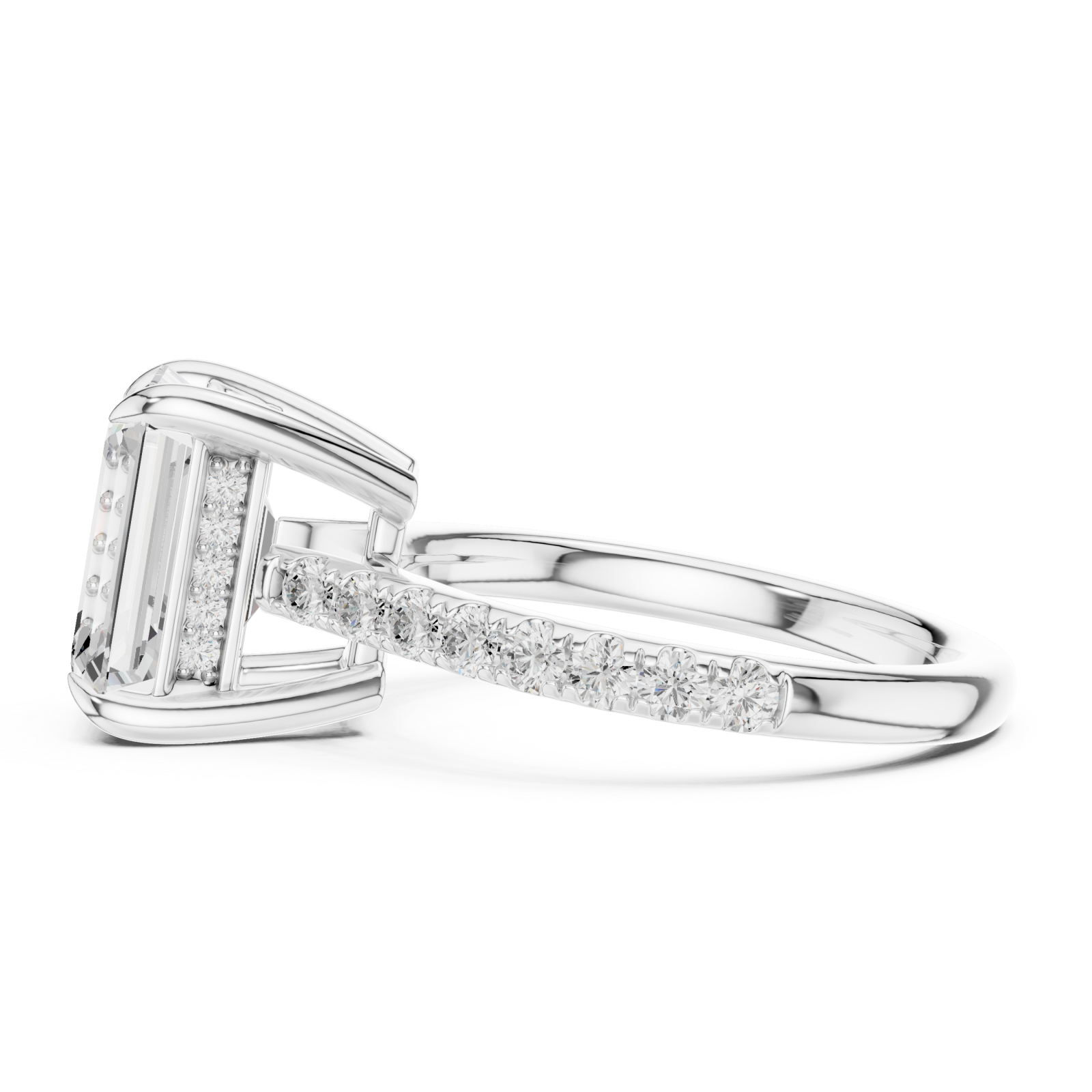  White Gold Celestial Halo Radiance Engagement Ring Side View