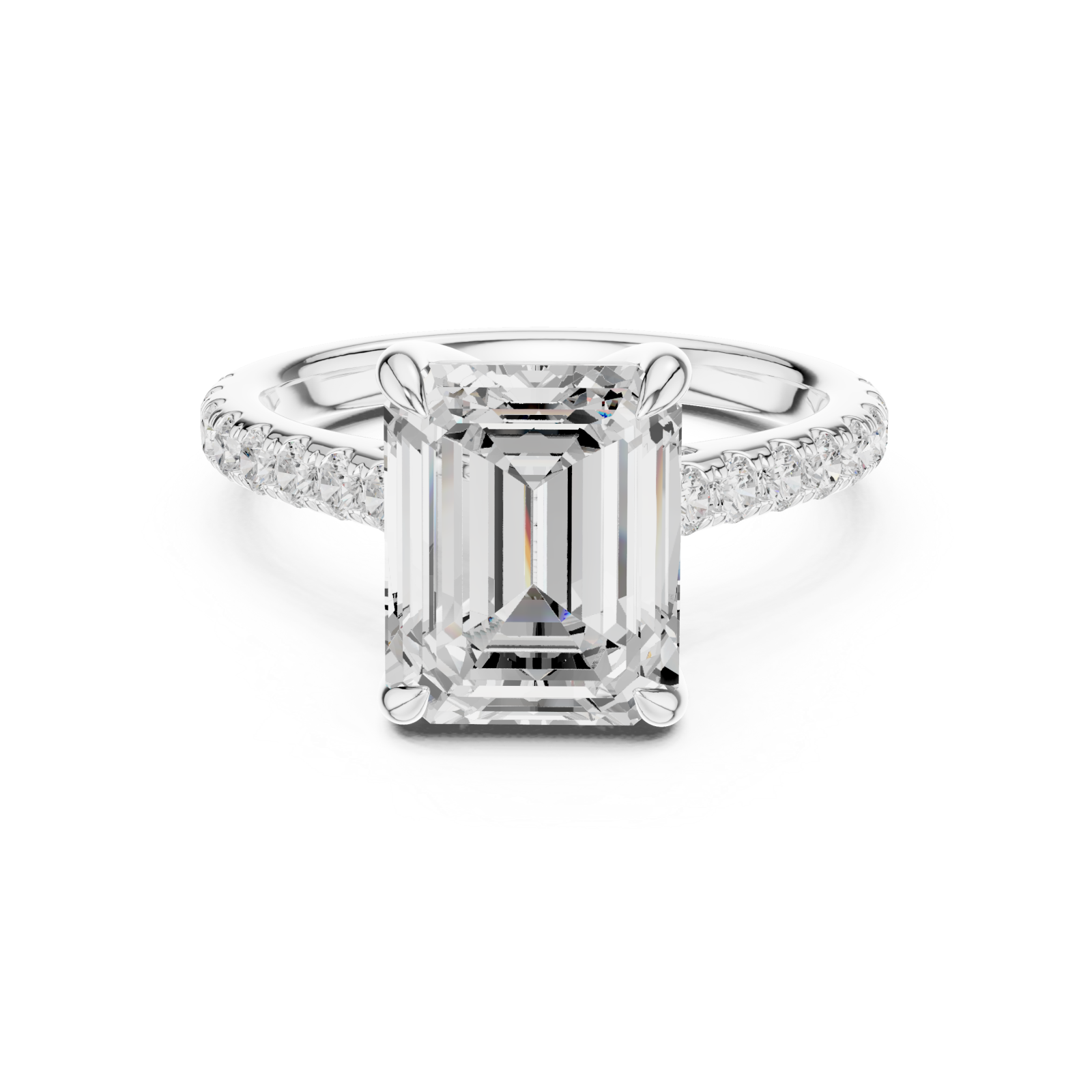  White Gold Celestial Halo Radiance Engagement Ring Front View