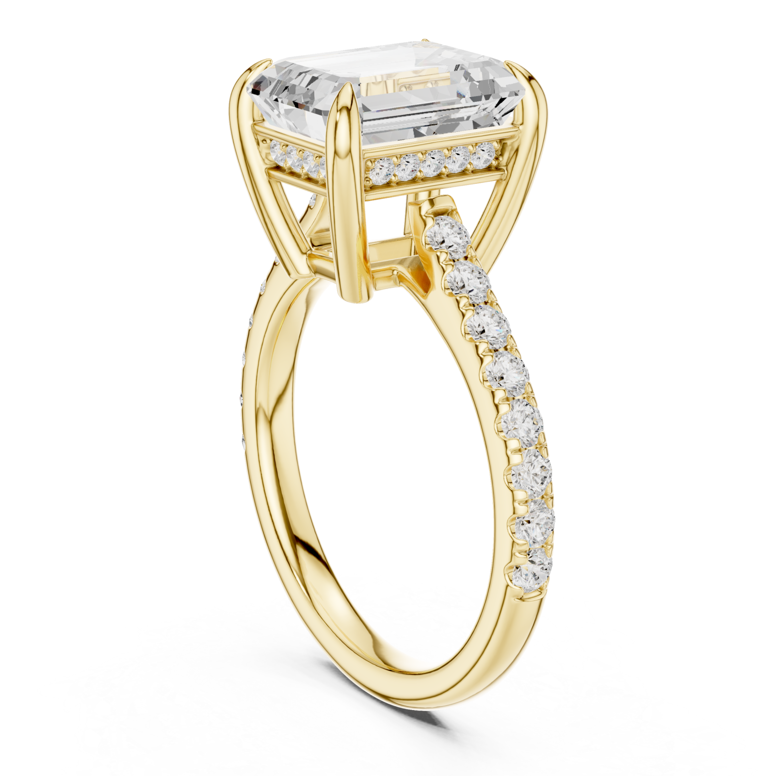  Gold Celestial Halo Radiance Engagement Ring Left View