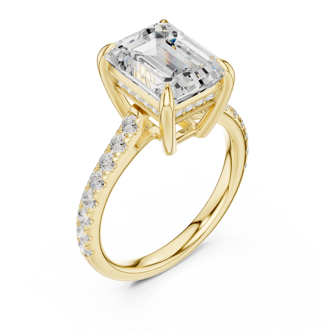 Gold Celestial Halo Radiance Engagement Ring Right View