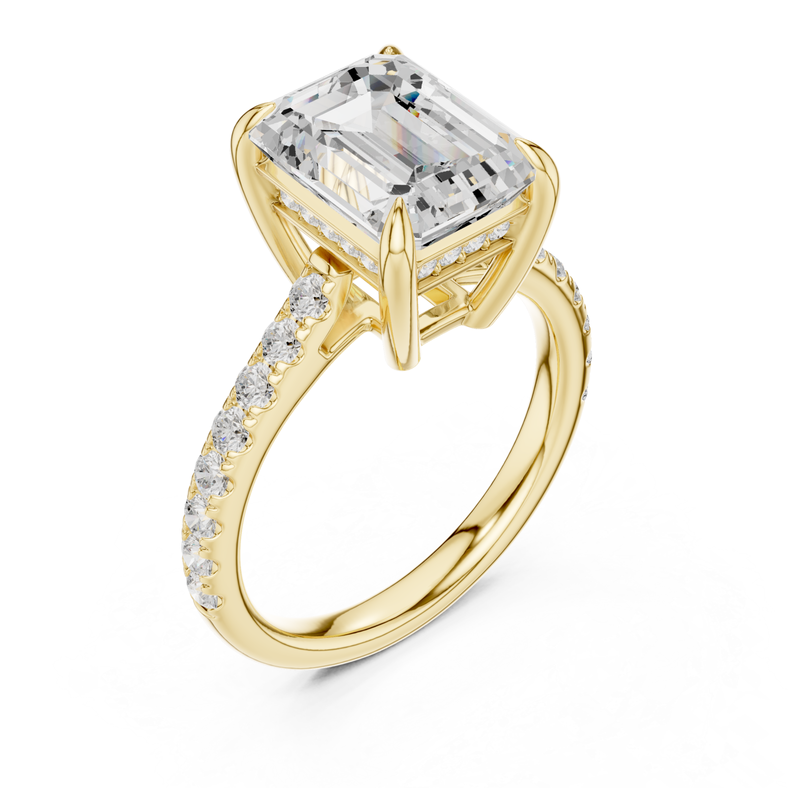 Gold Celestial Halo Radiance Engagement Ring Right View