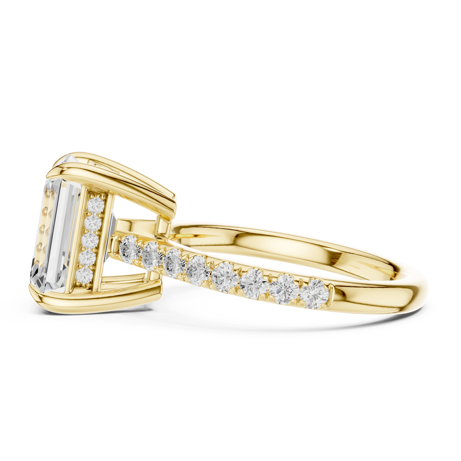  Gold Celestial Halo Radiance Engagement Ring Side View