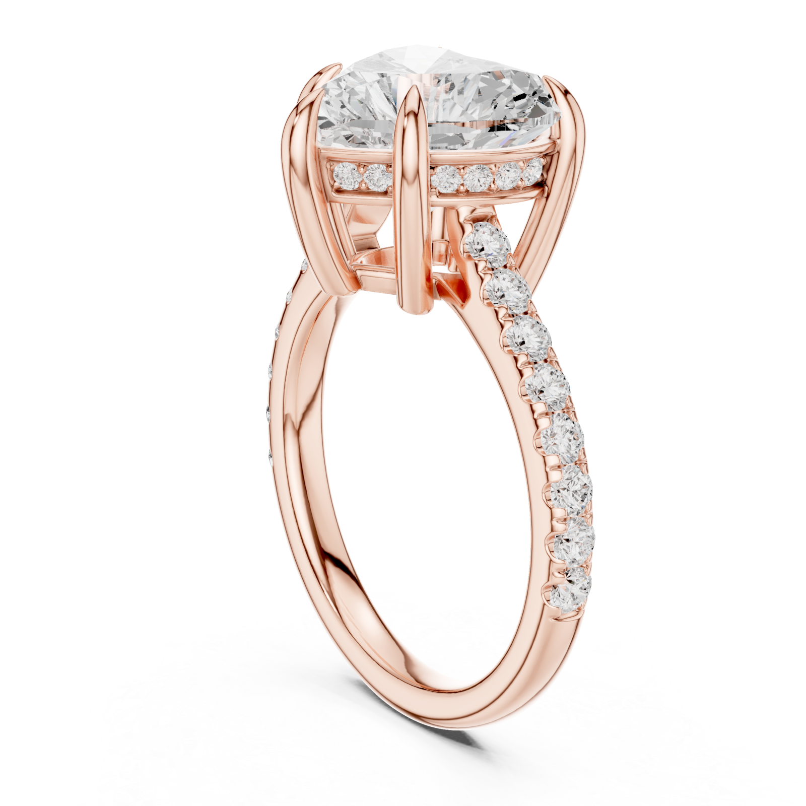  Rose Gold Pure Adoration Halo Set Band Ring Left View