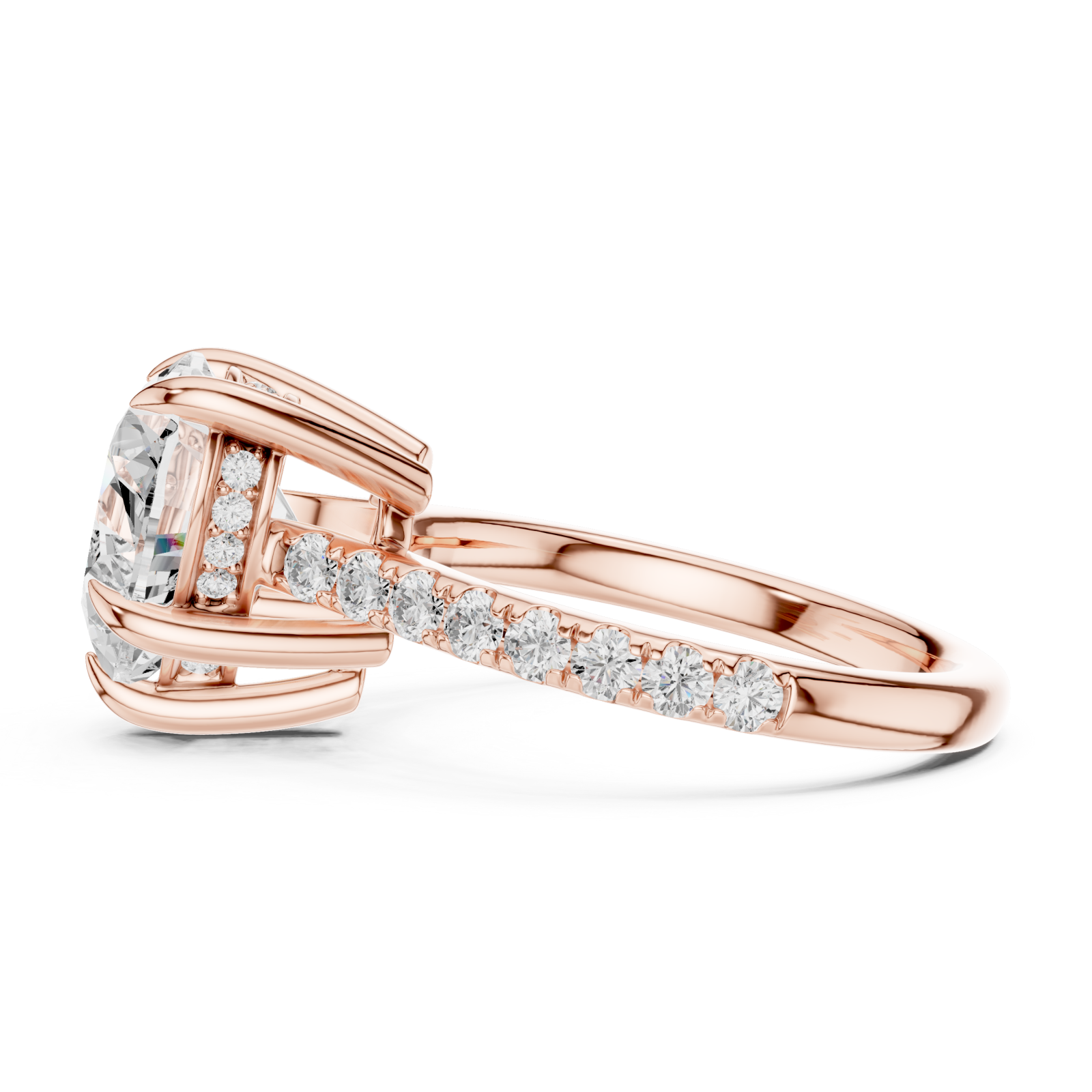  Rose Gold Pure Adoration Halo Set Band Ring Side View